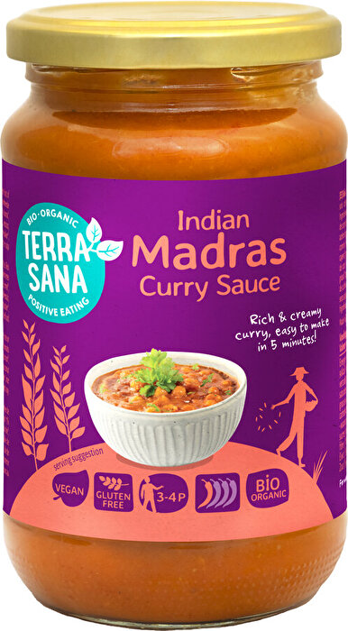 Die Bio Currysauce Madras von TerraSana bringt die vielfältigen Aromen Südindiens direkt auf deinen Teller. Die ausgewogene Mischung aus Tomaten, Zwiebeln und sorgfältig ausgewählten Gewürzen sorgt für ein angenehm würziges Geschmackserlebnis, das intensiv im Aroma, aber ohne Schärfe is