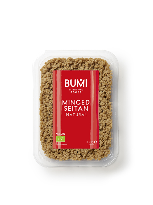 Das Minced Seitan - Seitan Hack von BUMI ist ein fein zerkleinert, auf Basis von Weizengluten und somit die ideale pflanzliche Alternative zu klassischem Hackfleisch.