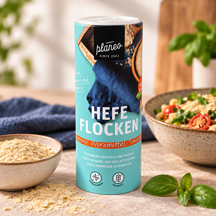 Leckere Hefeflocken in der edlen Streudose - lecker & knusprig, vitaminreich und praktisch.