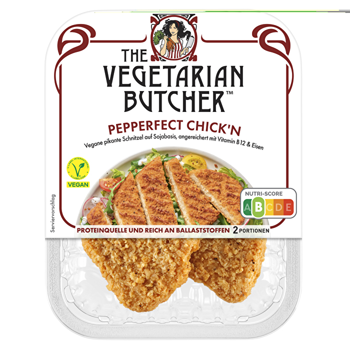 Das Pepperfect Chick'n von The Vegetarian Butcher begeistert mit einer würzigen Pfeffernote und seinem saftigen Biss.