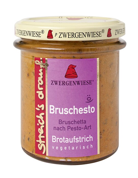 Veganer Brotaufstrich streichs drauf Bruschesto von Zwergenwiese günstig bei kokku im veganen Onlineshop kaufen!