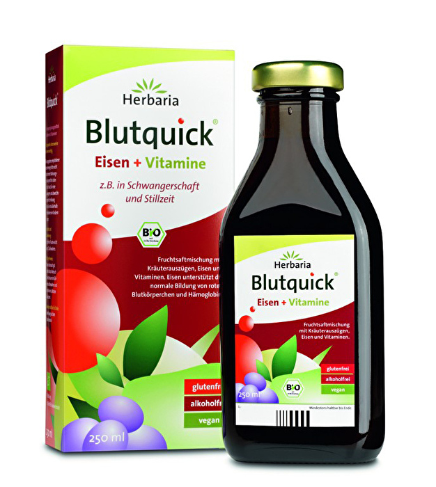 Blutquick - ohne Alkohol vegane Nahrungsergänzung von Herbaria günstig bei kokku im veganen Onlineshop kaufen!
