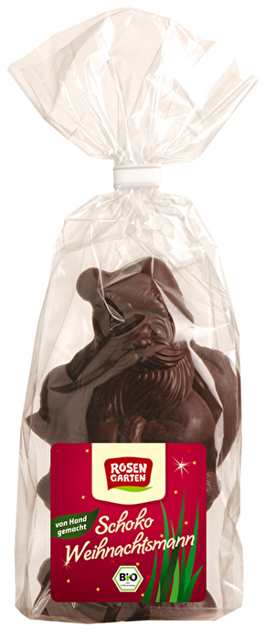 Der handgegossene Weihnachtsmann von Rosengarten besteht aus leckerer Zartbitter-Schokolade.