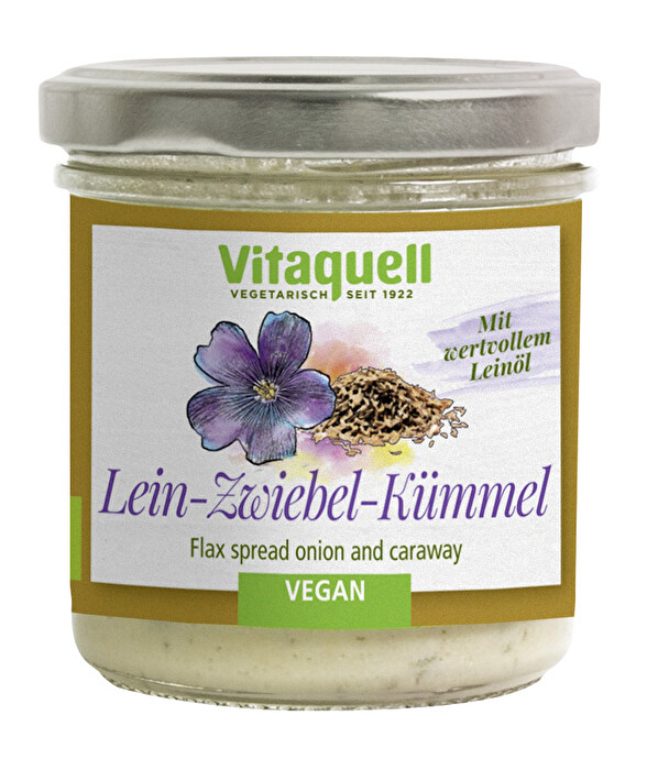 Zwiebel Kümmel Leinölaufstrich von Vitaquell günstig bei Kokku im Veganshop kaufen!