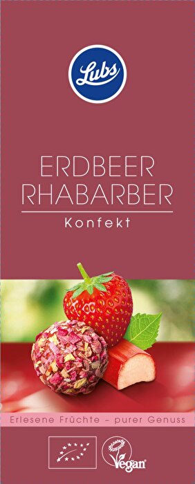 Erdbeer Rhabarber Fruchtkonfekt von Lubs günstig bei Kokku im Veganshop kaufen!