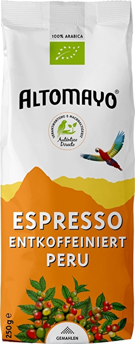 Der entkoffeinierte Bio Espresso von Altomayo wird Dir zu jeder Zeit eine genussvolle kleine Auszeit schenken.