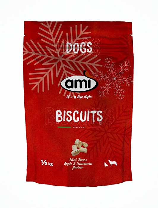 Die Biscuits Apple & Cinnamon von AMI sind köstliche kleine Kekse für deinen Hund, damit auch er die Weihnachtszeit richtig genießen kann.