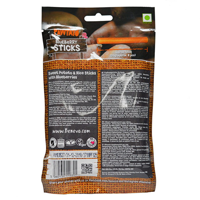 Kausticks °Süßkartoffel Reis Heidelbeer° von Benevo günstig bei Kokku im Veganshop kaufen!