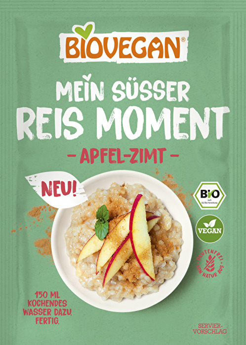 Der süße Reismoment - Apfel Zimt von Biovegan verschafft dir leckere Genussmomente in Bio-Qualität.