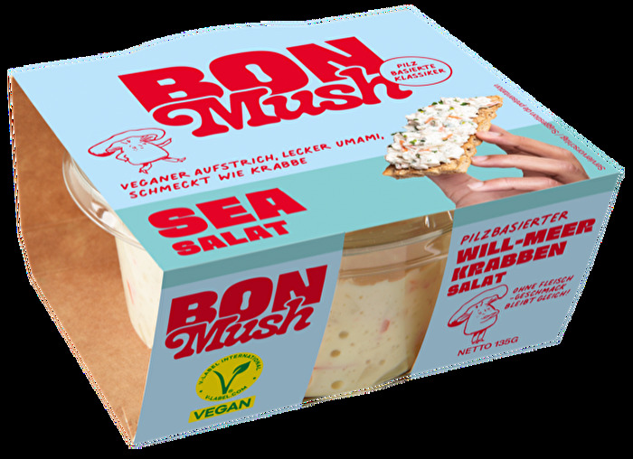 Der Vegan Sea Salad von BonMush ist ein köstlicher Salat auf Basis von Austernpilzen, der einem Krabben Salat nachempfunden ist.