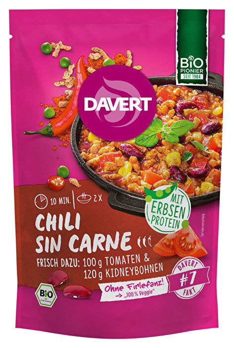 Das Chili sin Carne von Davert ist blitzschnell zubereitet und überzeugt mit einer kräftigen Schärfe.