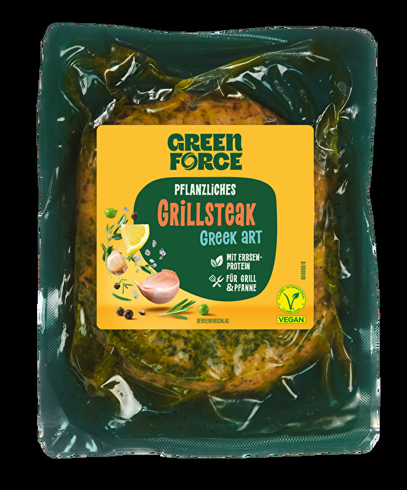 Das pflanzliche Grillsteak – Greek Art von GREENFORCE bringt mediterranen Genuss auf den Grill.