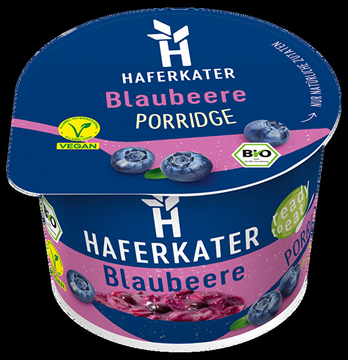Das Blaubeer Porridge von Haferkater begleitet dich ab sofort zuverlässig durch den Sommer und versüßt dir jeden stressigen Tag, ganz ohne Zuckerzusatz.