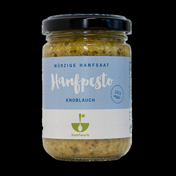 Das Hanfpesto Knoblauch von hanfwerk hat es in sich und wird sicher im Handumdrehen zum neuen Liebling aller Knoblauchliebhaber*innen!