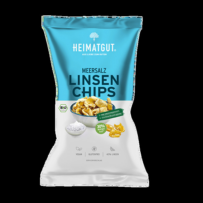 Mach's Dir mit den neuen BIO Linsen Chips Meersalz von Heimatgut gemütlich.
