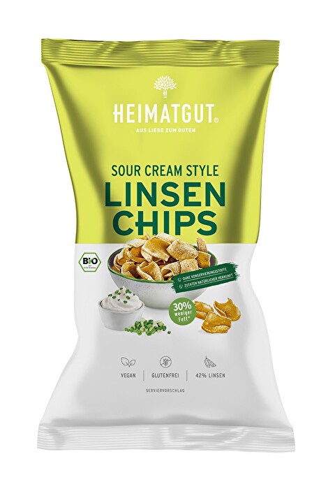 Das hat es noch nicht gegeben! Die Linsen Chips im veganen Sour Cream Style von Heimatgut sind ein absolutes Geschmackshighlight.