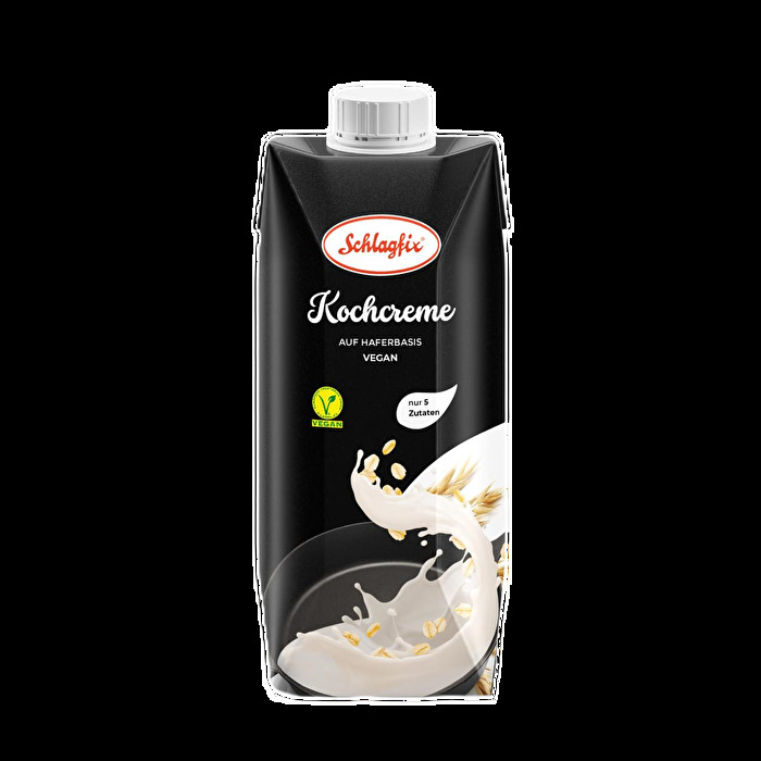 Schlagfix Kochcreme auf Haferbasis von LeHA – eine besonders cremige, fettarme Alternative ohne Zuckerzusatz. Ideal für die Zubereitung von Pasta- und Gemüsegerichten sowie zum Verfeinern von Suppen, Soßen und Salaten.