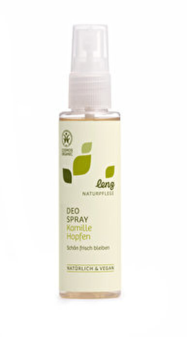 Der Deospray Kamille Hopfen von Lenz Naturpflege ist Dein sicherer und beständiger Begleiter! Selbstverständlich ohne Aluminium und in bester Tradition der Naturkosmetik!