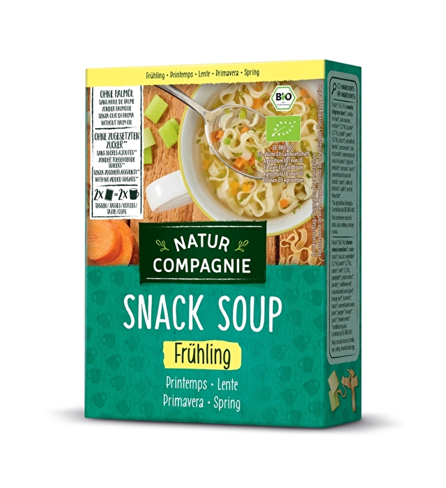 Frühlingserwachen für die Tasse: Die Fixe Tasse Frühlingssuppe von Natur Compagnie enthält viele Nudeln und jede Menge leckeres Gemüse und Kräuter.