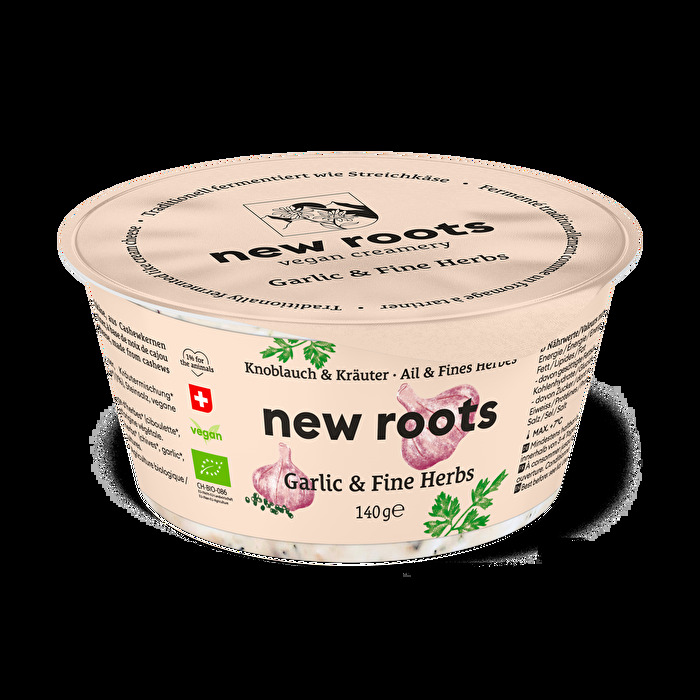 Der Knoblauch und Kräuter Aufstrich von New Roots ist herrlich frisch und würzig.