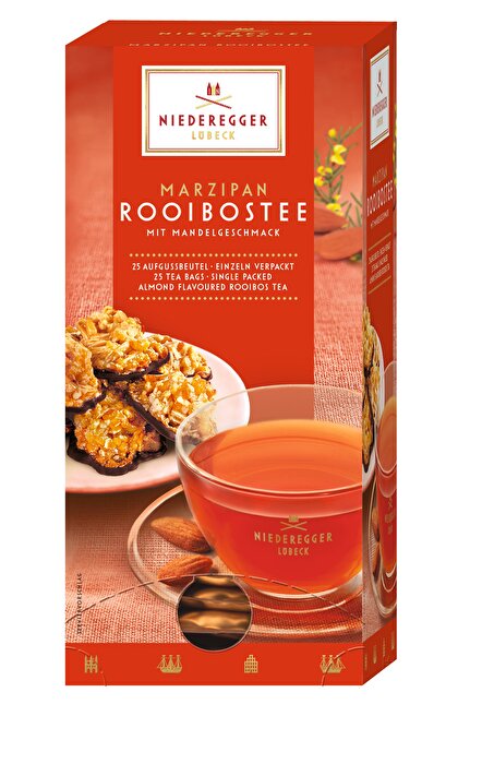Der Marzipan Rooibos Tee von Niederegger verschafft dir nun endlich auch beim Trinken köstlichen Marzipan Geschmack.