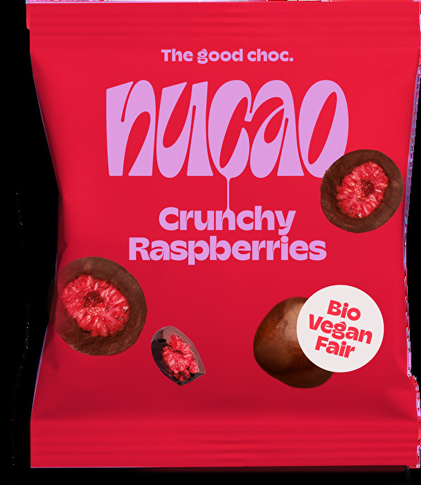 Frucht mit Schokolade ist bei weitem keine Neuheit, aber diese kleinen crunchy Raspberries von nucao sind durchaus was Besonderes.