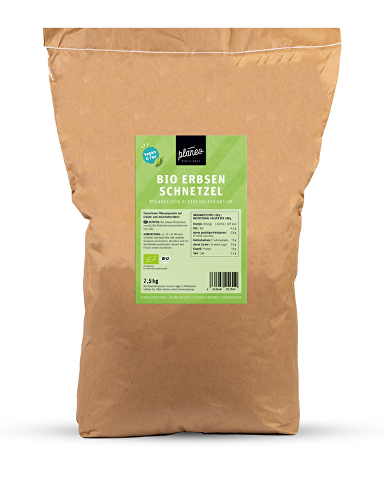 Die BIO Erbsen-Schnetzel von planeo im praktischen 7,5kg-Großpack sind ideal für die Gastro geeignet.