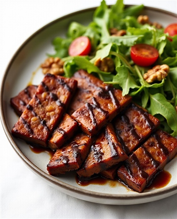 Tempeh mariniert von planeo ideal für Pfanne, Grill, Bowl oder Wrap.