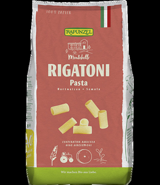 Mit den Rigatoni bringt Rapunzel eine Röhrennudel auf den Markt, die ideal dazu geeignet ist, richtig viel Pastasauce aufzunehmen!