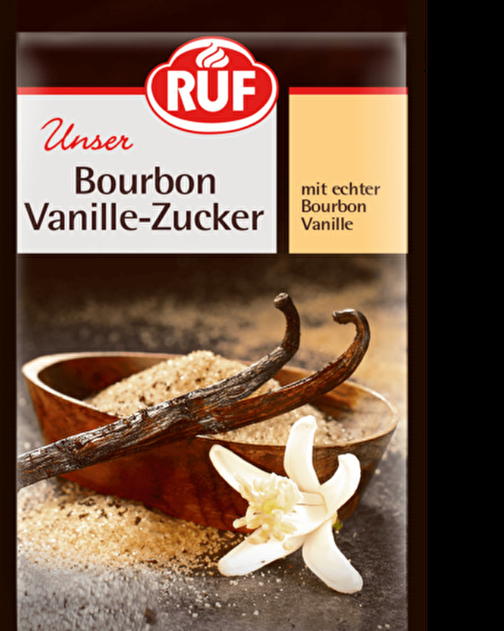 Die Bourbon Vanille-Zucker von RUF besteht Zucker, versetzt mit dem feinsten Aroma der Bourbon-Vanille. Der Vanille-Zucker kann zum Süßen von Desserts oder als Zugabe zu Backwerk verwendet werden! In der Packung sind drei Tütchen á 8 Gramm Vanille-Zucker enthalten.