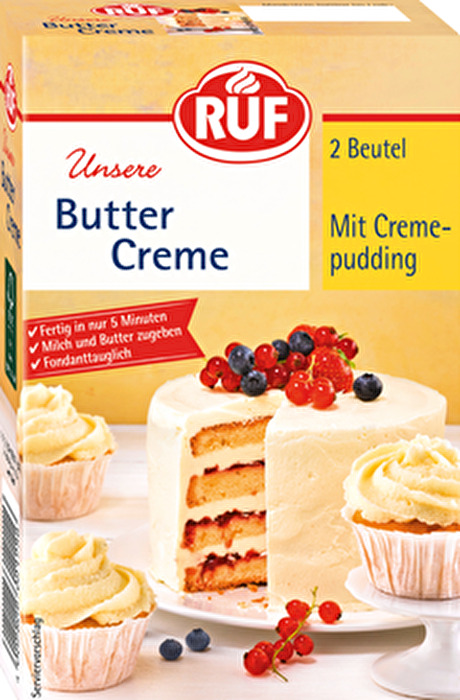 Die Buttercreme von RUF kannst du sehr gut als vegane Variante zubereiten.