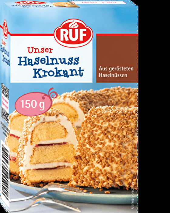 Das Haselnuss Krokant von RUF gibt deinen Kuchen - und Plätzchenkreationen den letzten Schliff und macht sie besonders knusprig.