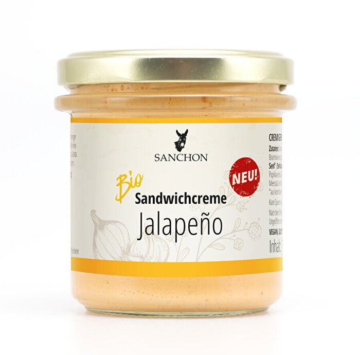 Die Sandwichcreme Jalapeno von Sanchon bringt dir angenehme Schärfe aufs Brot.