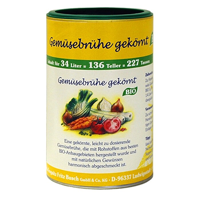 Die gekörnte Gemüsebrühe von Wela in Bio-Qualität wurde mit natürlichen Gewürzen harmonisch abgeschmeckt.
