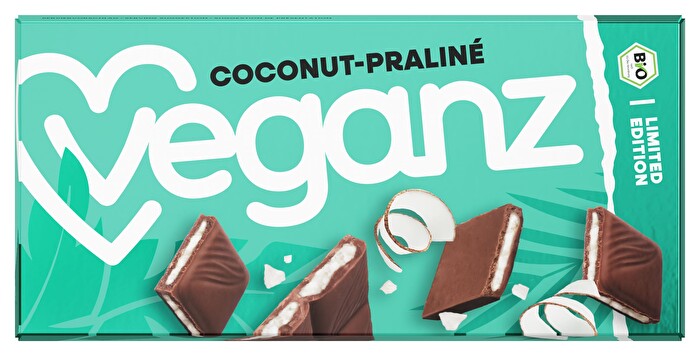 Zartschmelzend, leicht cremig und mit einer leichten Frische kommt die Coconut Praliné von Veganz daher.