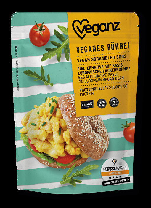 Mit dem veganen Rührei von Veganz kannst du dir easy und in kurzer Zeit wohlschmeckendes pflanzliches Rührei herstellen.