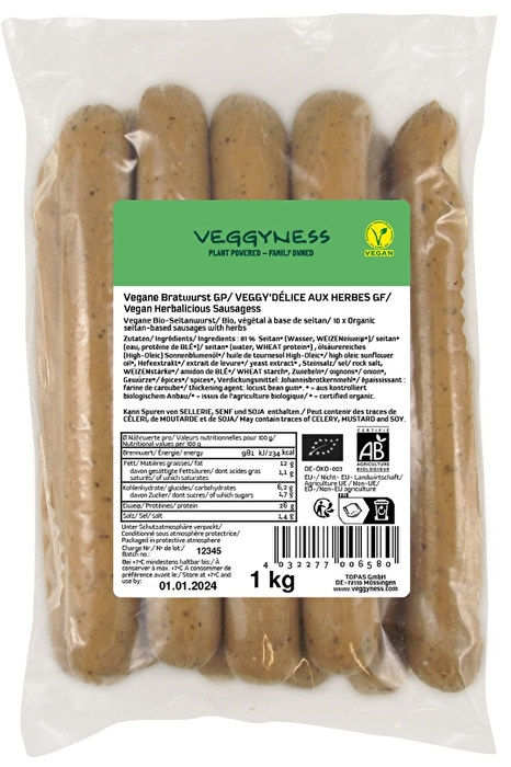 ane BIO Bratwurst von veggyness schmeckt so, wie man sich das immer gewünscht hat!