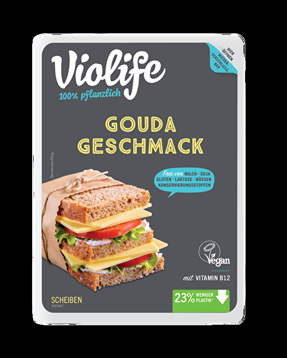 Violife Scheiben Gouda Geschmack eignen sich wunderbar zum Überbacken deiner veganen Lieblingslasagne, schmecken aber genauso gut auf einem Sandwich oder pur als Snack.