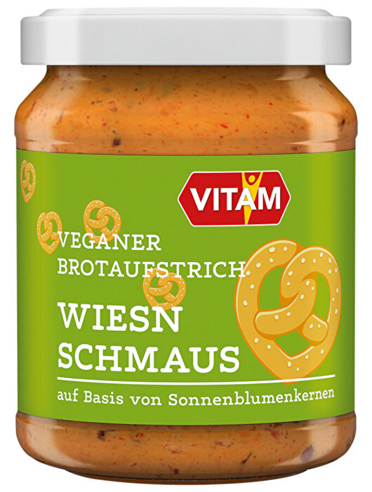 VITAM Wiesn Schmaus mit milder Schärfe und feinem Kümmelaroma ist die perfekte Alternative zur Brotzeit mit bayrischem Obatzden Käse - nur 100 % vegan!