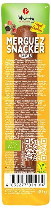 Im Merguez Snacker von Wheaty kommen ausschließlich hochwertige Bio-Zutaten zum Einsatz.