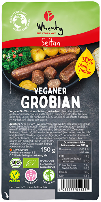 Der vegane Grobian von Wheaty passt in winterliche Eintöpfe ebenso gut wie auf die sommerliche Grillparty.