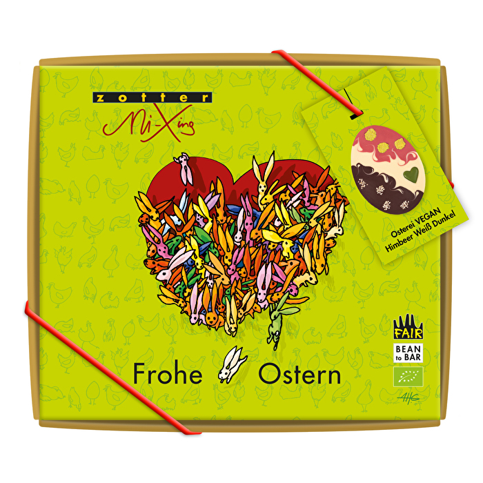 Osterei weiß mit Himbeeren in Geschenkverpackung von Zotter günstig bei kokku-online.de kaufen.