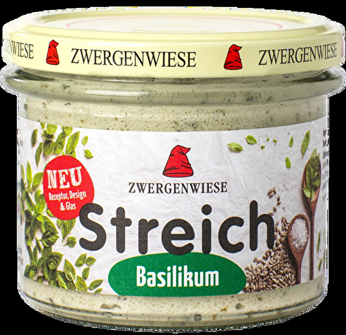 Der Basilikum Streich aus dem Hause Zwergenwiese schmeckt total lecker auf einer frischen Scheibe Brot oder zu einem cremigen Dressing vermischt.