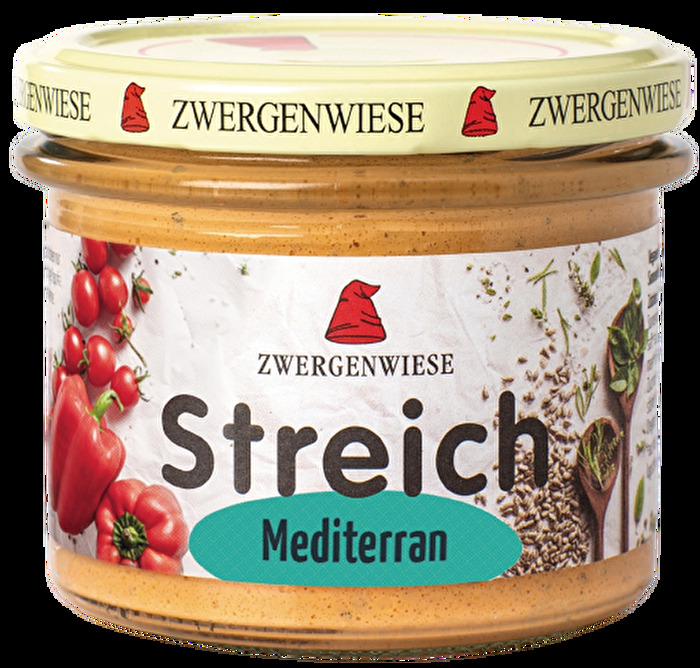 Im Streich Mediterran von Zwergenwiese verschmelzen Tomate und Paprika auf Basis von Sonnenblumenkernen zu einer sonnig-fruchtigen Geschmacksnote.