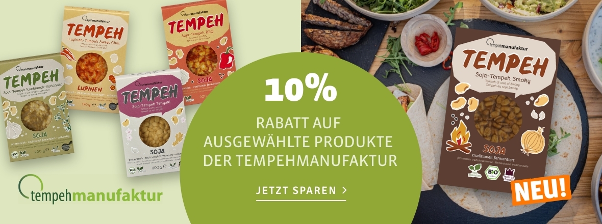 10% Rabatt auf ausgewählte Produkte von der Tempehmanufaktur bei kokku-online.de