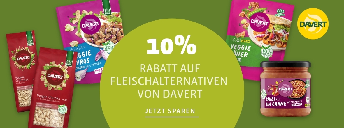 10% Rabatt auf Fleischalternativen von Davert bei kokku-online.de