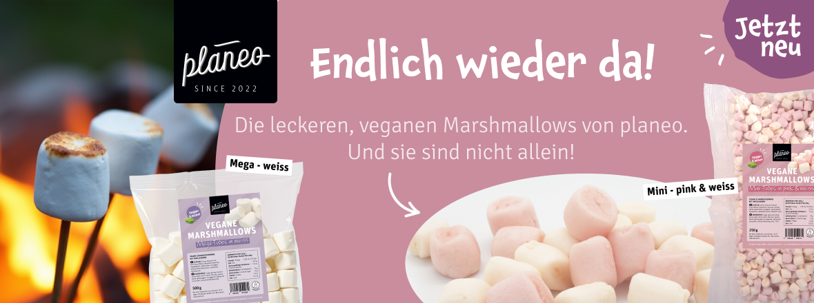 Endlich wieder da! Kaufe jetzt die veganen Marshmallows von planeo bei kokku-online.de