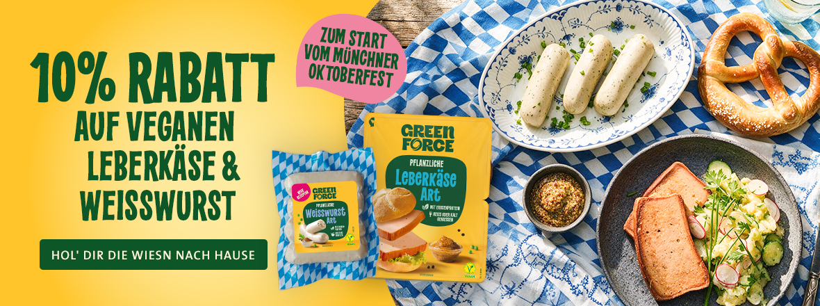 10% auf vegane Weisswurst und Leberkäse von Greenforce bei kokku-online.de